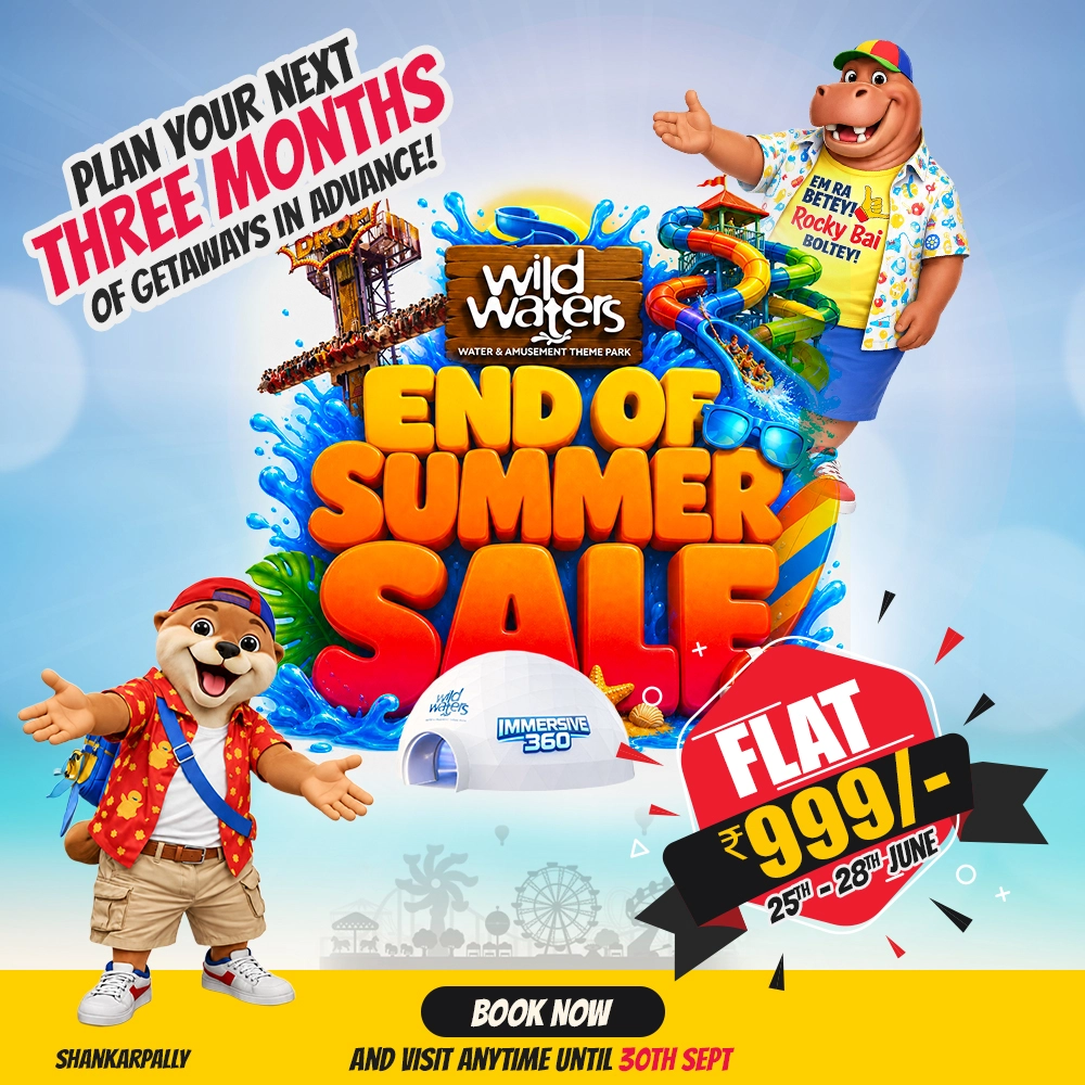 End of Summer Sale — Wild Waters Hyderabad — Flat ₹999, 25th to 28th June, book now and visit anytime until 30th September